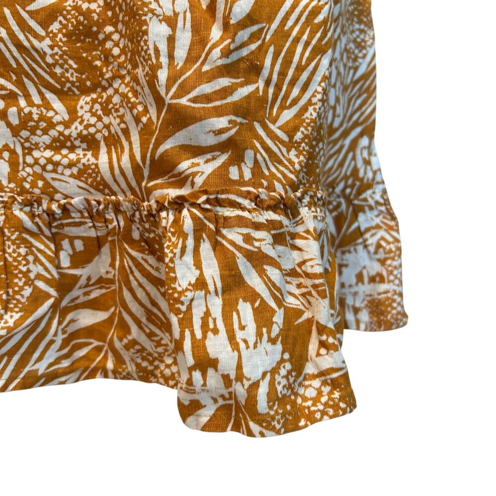 Christian Siriano Mini Ruffle Skirt Women Sz Large Linen Mustard Yellow Pockets - Picture 12 of 14